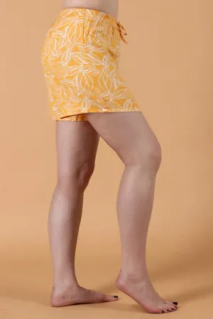 Yellow Leaves Printed Shorts