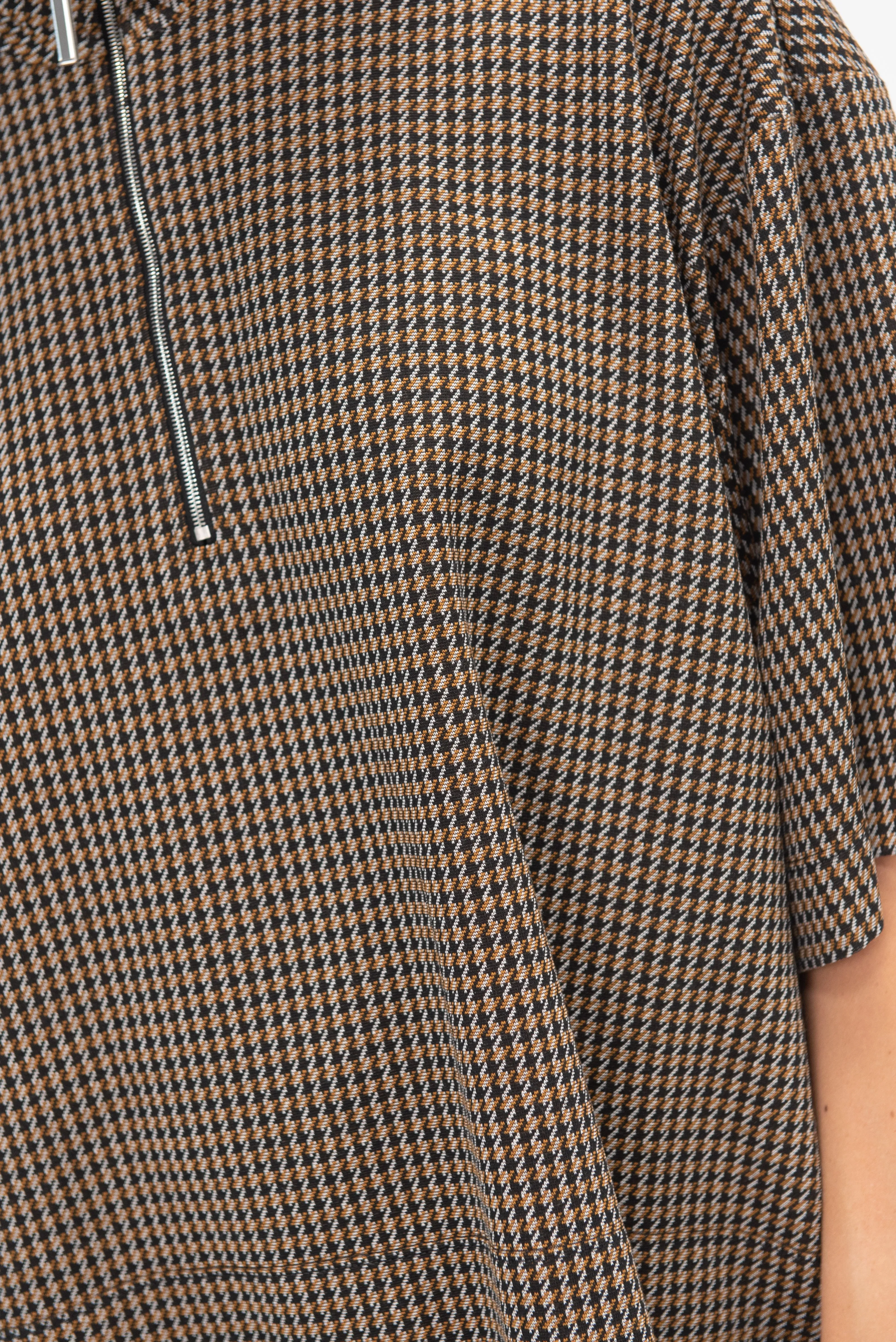 Zip Up Oversized Polo Top, Houndstooth